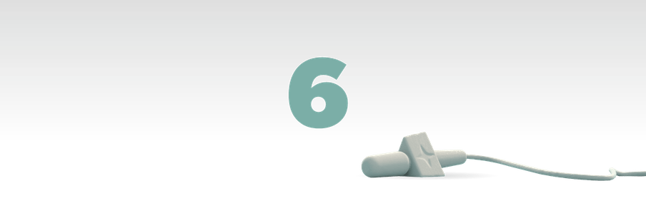 Illustration of the number six in green with a mic laying in front of it 