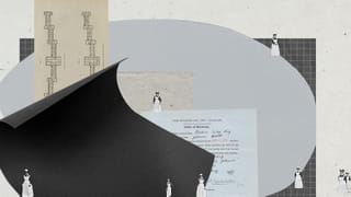 Collages of documents and human figure