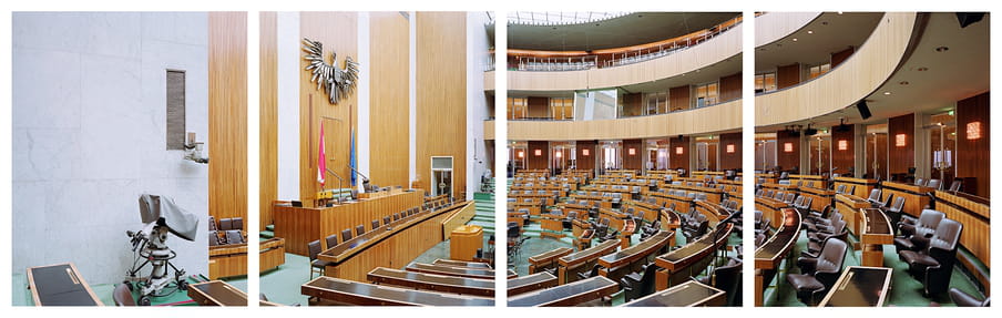 Photograph of a large room with many chairs