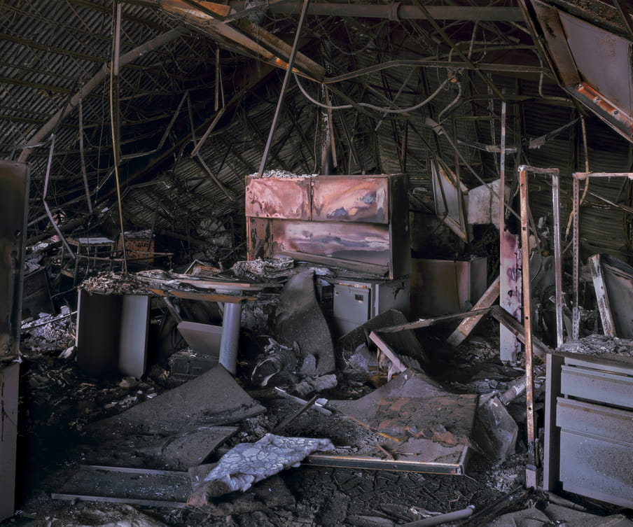 Photo of an office, destroyed