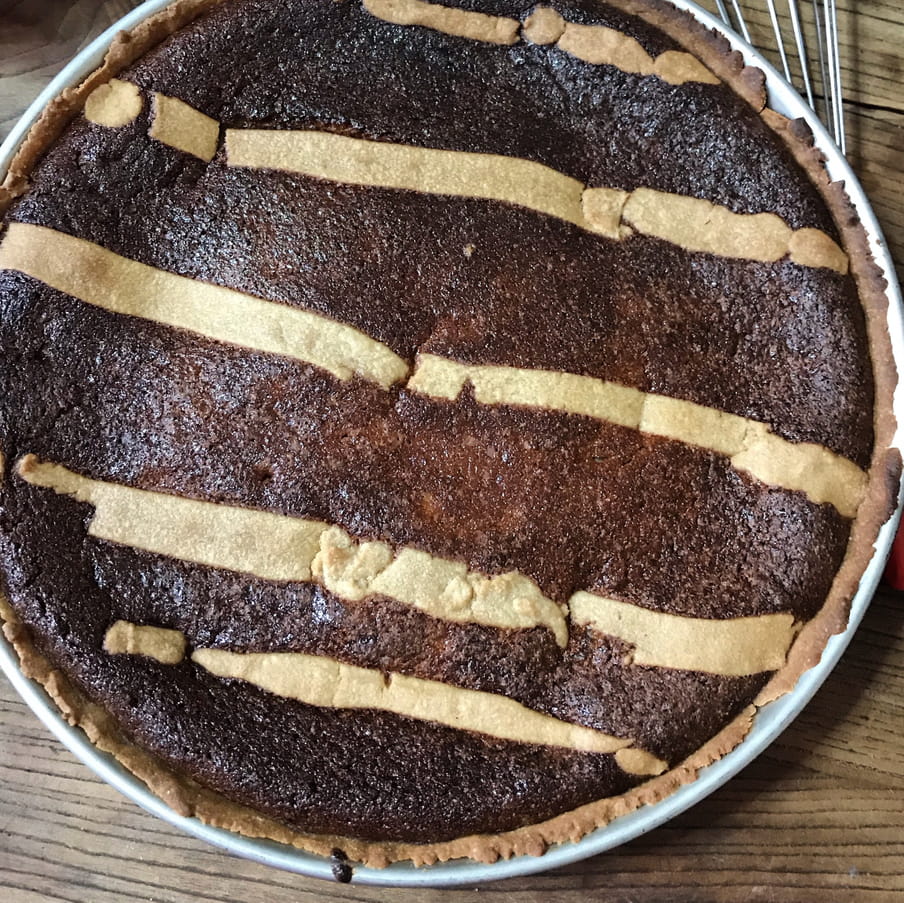 A Neapolitan pastry shown here in its baking tray.