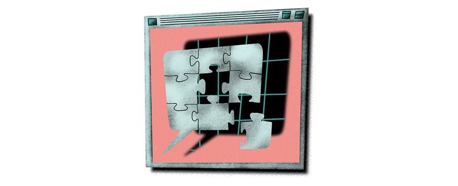 Illustration of a computer window rapresenting a puzzled comic