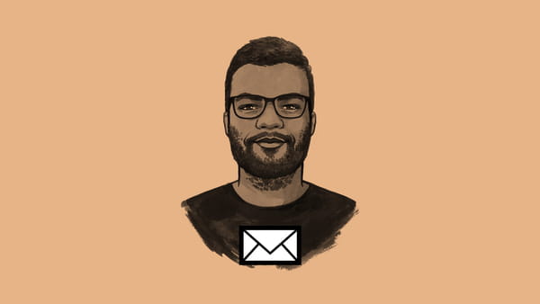 Illustration of the author’s face against a golden background