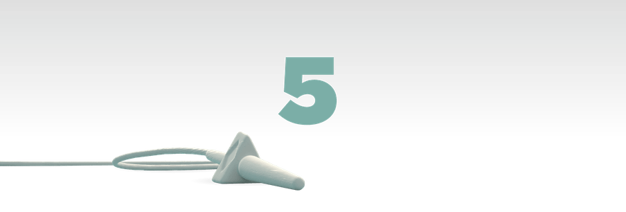 Illustration of the number five in green with a mic laying in front of it 