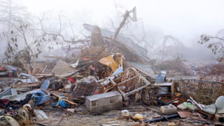 Photo of a destroyed house 