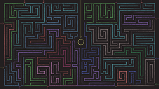 Illustration of a maze, where out of all entrances, one is very clearly just a straightforward path to its center.