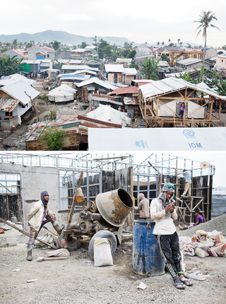 Above: Barangay 88 in Tacloban. Below: New construction in the hills north of Tacloban, where it is safer.  Pieter van den Boogert for The Correspondent