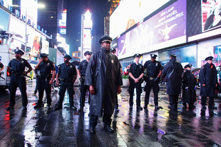 Police officers during a Black Lives Matter demonstration in New York City on July 8, 2016. Photo by Kena Betancur / AFP