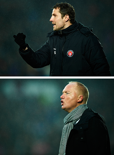 Top: Brian Priske, assistent-coach of FC Midtjylland. Bottom: Glen Riddersholm, coach. Photos: Jan Christensen / Getty Images